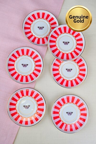 tabakevi Tabak Evi Porcelain Butterfly Collection Gold Gilded Tea Plate 11.8c...