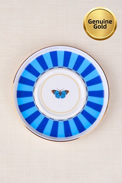 tabakevi Tabak Evi Porcelain Butterfly Collection Gold Gilded Tea Plate 11.8c...