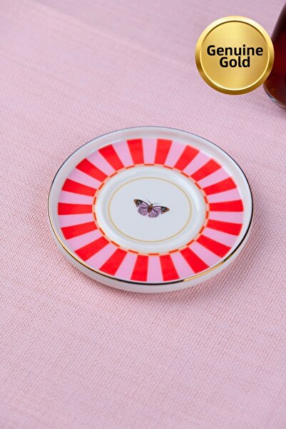 tabakevi Tabak Evi Porcelain Butterfly Collection Gold Gilded Tea Plate 11.8c...