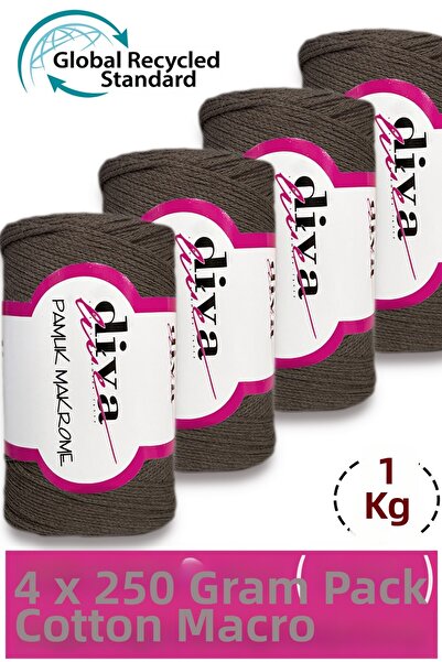 Diva İplik 1 Kg - Pachet de 4 bucăți - 3 mm - Fir pentru genți din macrame Ko...