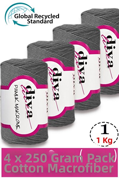 Diva İplik 1 Kg - Συσκευασία των 4 τεμαχίων - 3 mm - Νήμα για τσάντες μακραμέ...
