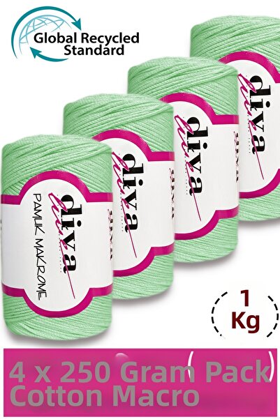 Diva İplik Diva Cotton Macrame 487 Water Green (Pack of 4)