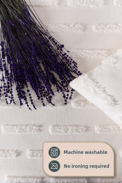 Odamoda Joy Double Bedspread Set Ecru - Nordic Bohemian Tufted Bedspread Set - Stylish Box and Package