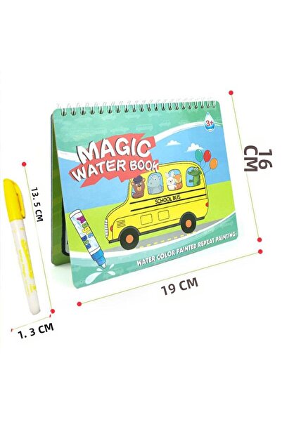 Lunitoys خدمة المدرسة / كتاب تلوين بحافلة المدرسة - كتاب تلوين مع قلم سحري خاص