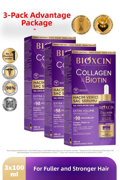 Bioxcin Hair Serum Collagen Biotin 100 ml 3 Pieces