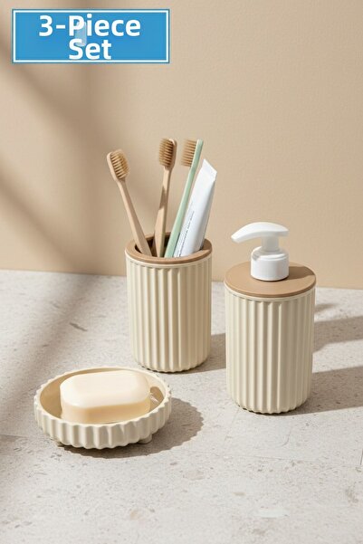 LE PARİS Set de baie din cu dungi piese Design modern 2023 |   Dozator de săp...