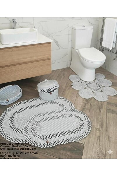 JÜTEX HOME Jute, Wicker, Bathroom Set, Bath Mat, Mat Set, Makeup Basket, Bath...