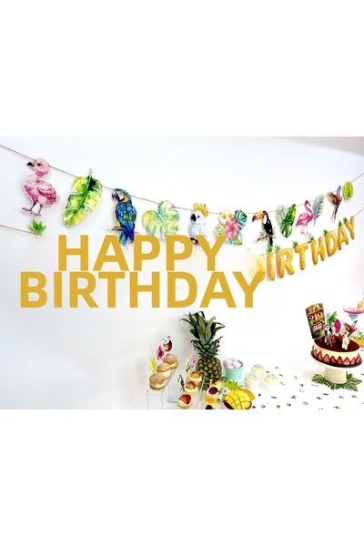 Flu Party Tropical Happy Birthday Banner – Tropical Letter Design Wall Decora...