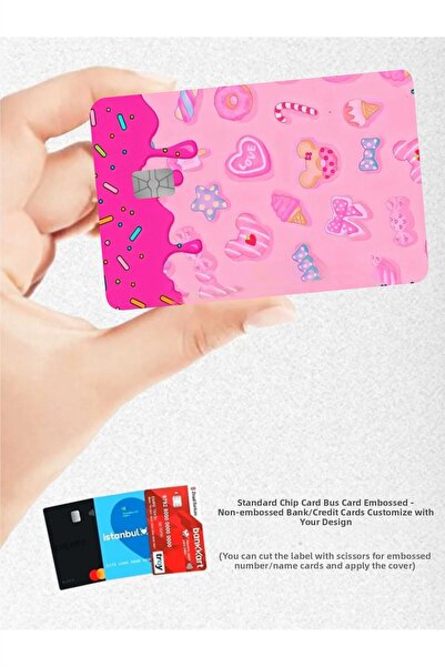 Hediyeni Al ملصق تغليف بطاقة الائتمان بتصميم موضوع الحلوى الوردية - بابارا، ت...