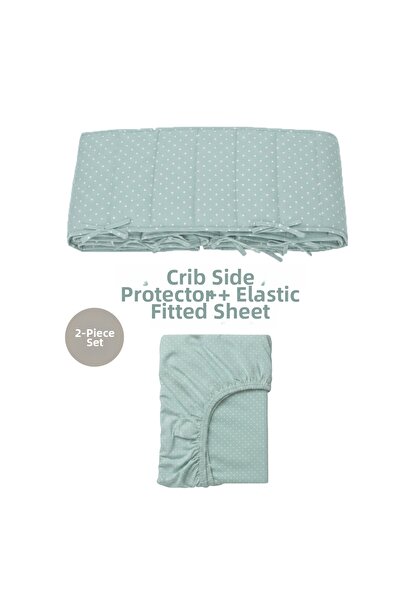 ngn collection Baby Crib Protector & Elastic Sheet Set 100% Cotton 60×120 cm ...