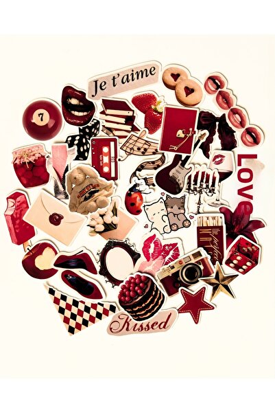 TT sticker 37 ретро бордо червени стикери за Bullet Journal, дневник, лаптоп,...