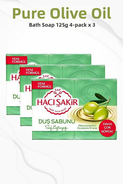 KARAŞEN GROSS SANAL MARKET Hacı Şakir Pure Olive Oil Glycerin Shower Soap 4 X...