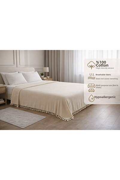 TECHTACT غطاء سرير مزدوج من القطن الطبيعي 100%، مقاس 200x320 سم، ناعم الملمس،...
