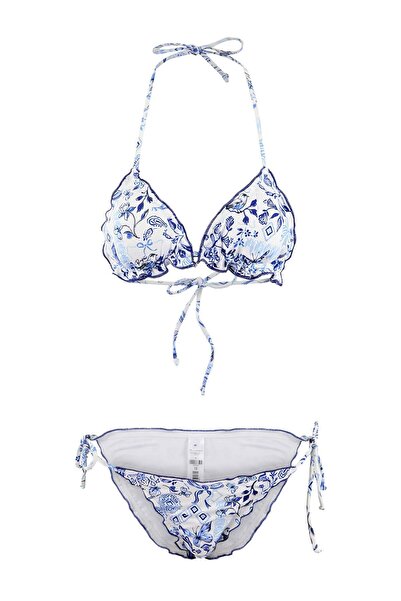 Trendyol Collection Σετ μπικίνι με φλοράλ σχέδιο και τριγωνικό κάλυμμα με βολ...