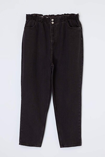 Trendyol Curve Brown High Waist Elastic Waistband Plus Size Mom Jeans Tbbaw23...