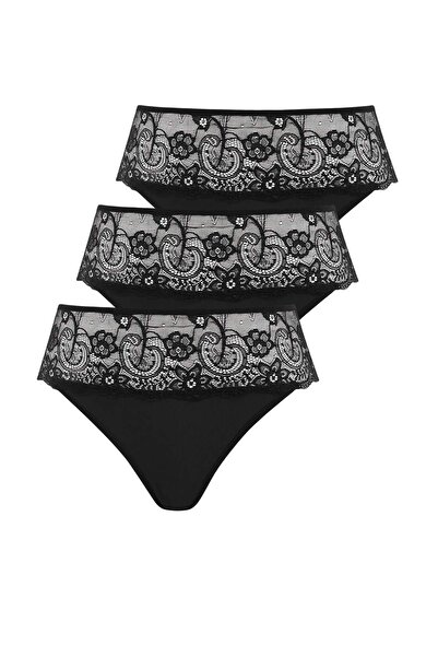 Trendyol Curve ملابس سباحة سوداء ذات تأثير رقيق T يبرز انحناءات الجسم K بأزرا...