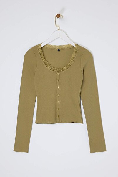 Trendyol Collection Khaki Knitted Blouse Twoss26Bz00070