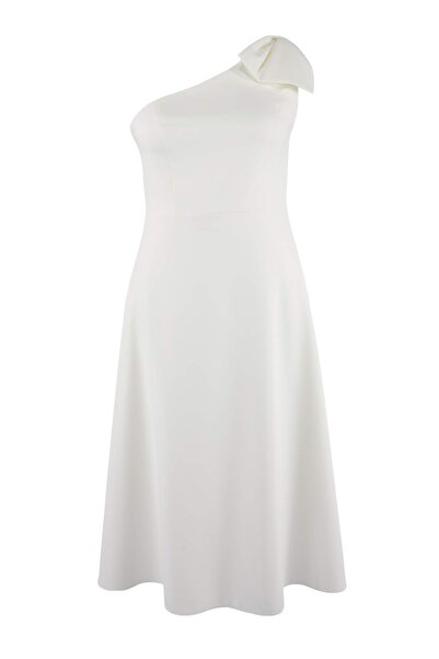 Trendyol Curve Ecru Finike Woven Plus Size Dress