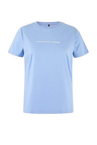 Trendyol Curve Бойфренд-фіт Слоган Надрукований Велосипедний комір 100% бавов...