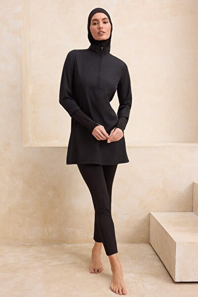 Trendyol Modest Čierna plne zahalená súprava 4-dielnych plaviek z lycry TCTSS...