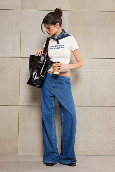 Trendyol Collection Blugi pentru adolescenți, albastru, cu talie normală, cu ...