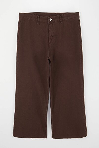 Trendyol Curve Wardrobe Essentials Brown High Waist Straight Fit Comfort/Medi...