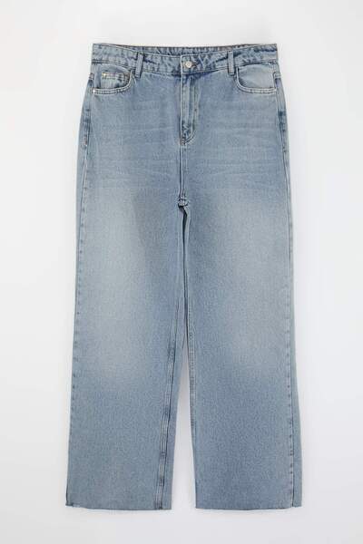 Trendyol Curve Blugi cu picior larg, cu talie elastică extra înaltă și tăietu...