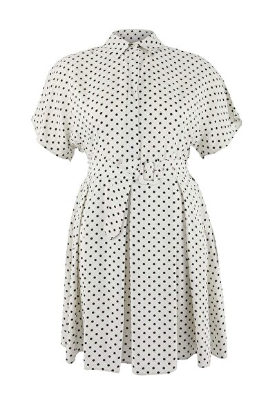 Trendyol Curve Ecru Polyviscose Woven Plus Size Dress