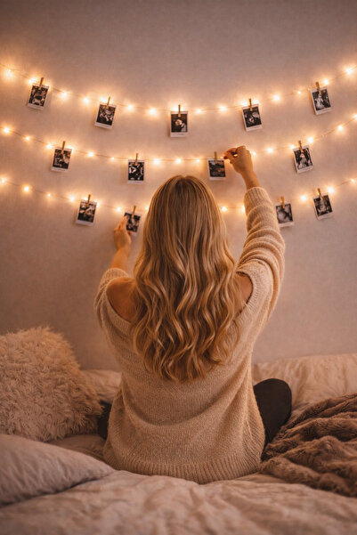 Parti dolabı 3 M Peri Led Işık 15 Adet Küçük Mandal Fotoğraf Asma Seti Anı Yı...