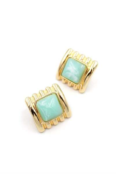 NOVAHAVEN Square Earrings - Green