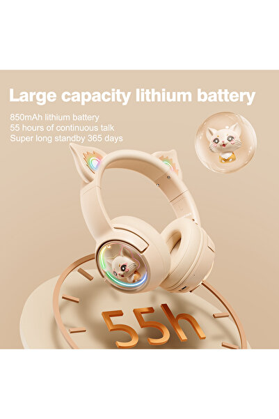 Onikuma B5 Cat Ear Design USB-C / Type-C RGB Wireless Bluetooth HiFi Headset ...