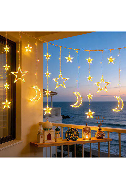 Yoawllty Ramadan Decor Lights Star Moon Fairy String Lights with Remote Batte...