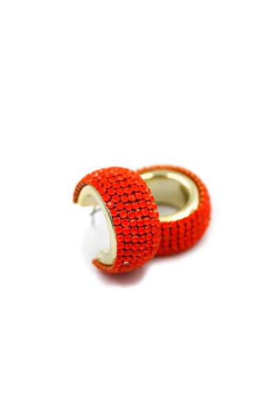 Royaleks Stone hoop earrings - orange
