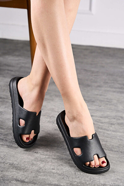 Nstil Daily Women's Black Slippers with Straps Soft Comfortable Lightweight O...