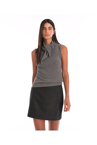 Yargıcı Yün Kaşmir Regular Bisiklet Yaka Kolsuz Kol Kazak