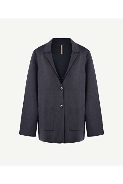 Yargıcı Geniş Ceket Yaka Uzun Kol Hırka