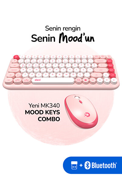 Daxi MK340 Mood Keys Combo Kablosuz Bluetooth Klavye Mouse Seti, Türkçe Q Kla...
