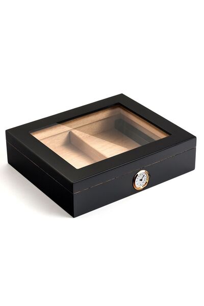 Falconetti Siyah Camlı Kısa Humidor Puro Kutusu rc06sy