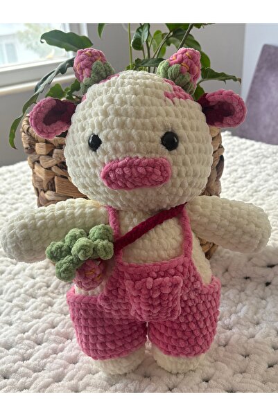 UrazTasarım amigurumi inek , Amigurumi Çilekli İnek, amigurumi uyku arkadaşı