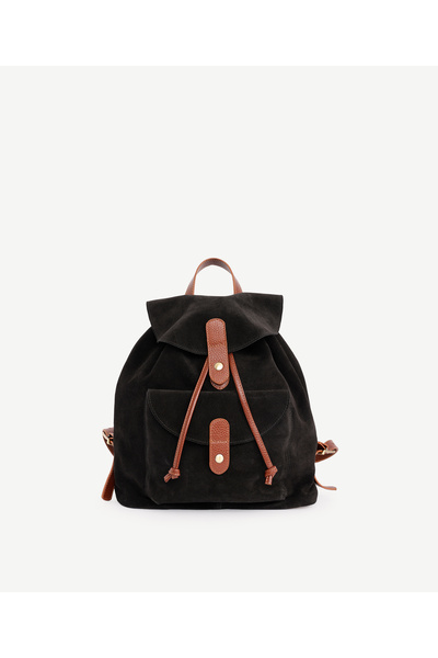 Yargıcı Suede Leather Backpack with Flap Detail