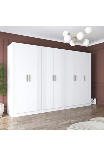 Rani Mobilya Rani BA185 Membran Kapaklı Gardırop 12 Raflı 3 Askılı 7 Kapaklı ...