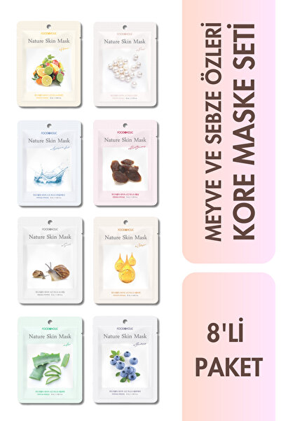 FOODAHOLIC Nature Skin Mask Kağıt Yüz Maskesi Nemlendirici & Canlandırıcı 8'l...