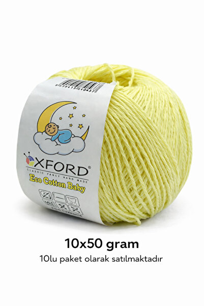 Oxford İplik 10'lu Paket Eco Cotton Baby - Ince Cotton Ip - Tığ Işi - Punch I...