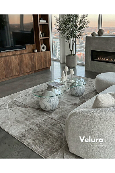 Modern Coffee Table & Sphere Coffee Table & Ball Table & Glass Coffee Table Coating White Marble Pattern