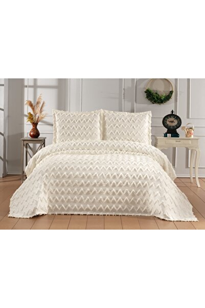 DANTEELHOME طقم مفروشات سرير مزدوج من نيوانز 3 قطع بلون كريمي