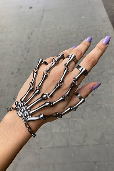 Köstebek سوار يد هيكل عظمي أسود مكون من خمس حلقات