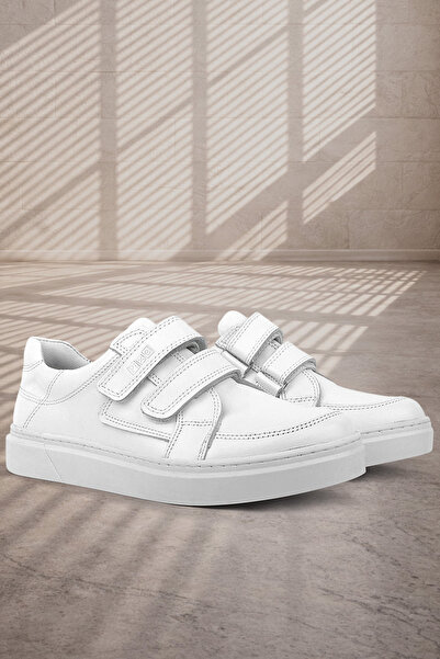 Rakerplus Pantofi sport pentru bărbați tineri din piele naturală cu velcro alb