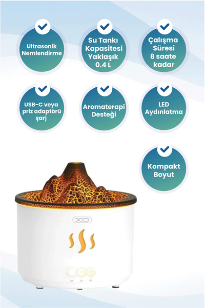 Xo HF11 Volkan Çatırtısı Etkili Sprey Nemlendirici Aromaterapi Difüzörü