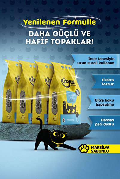 Kityus 4lü Avantaj Paketi -Kityus Marsilya Sabunu Kokulu Kedi Kumu 4x5 Lt