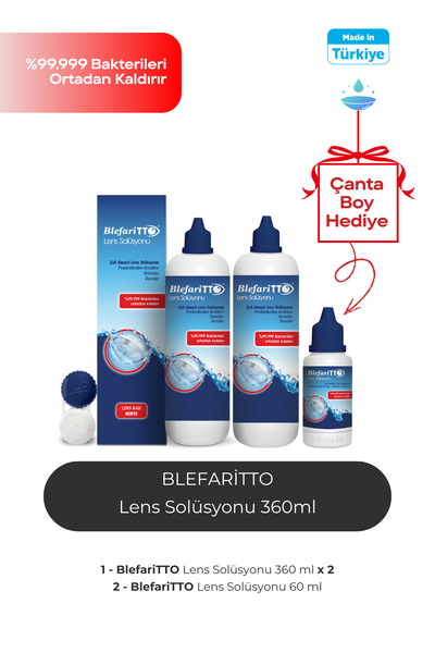 BLEFARİTTO Blefaritto 360 ml 2 Adet Lens Solüsyonu Çanta Boy 60 ml Çanta Boy ...